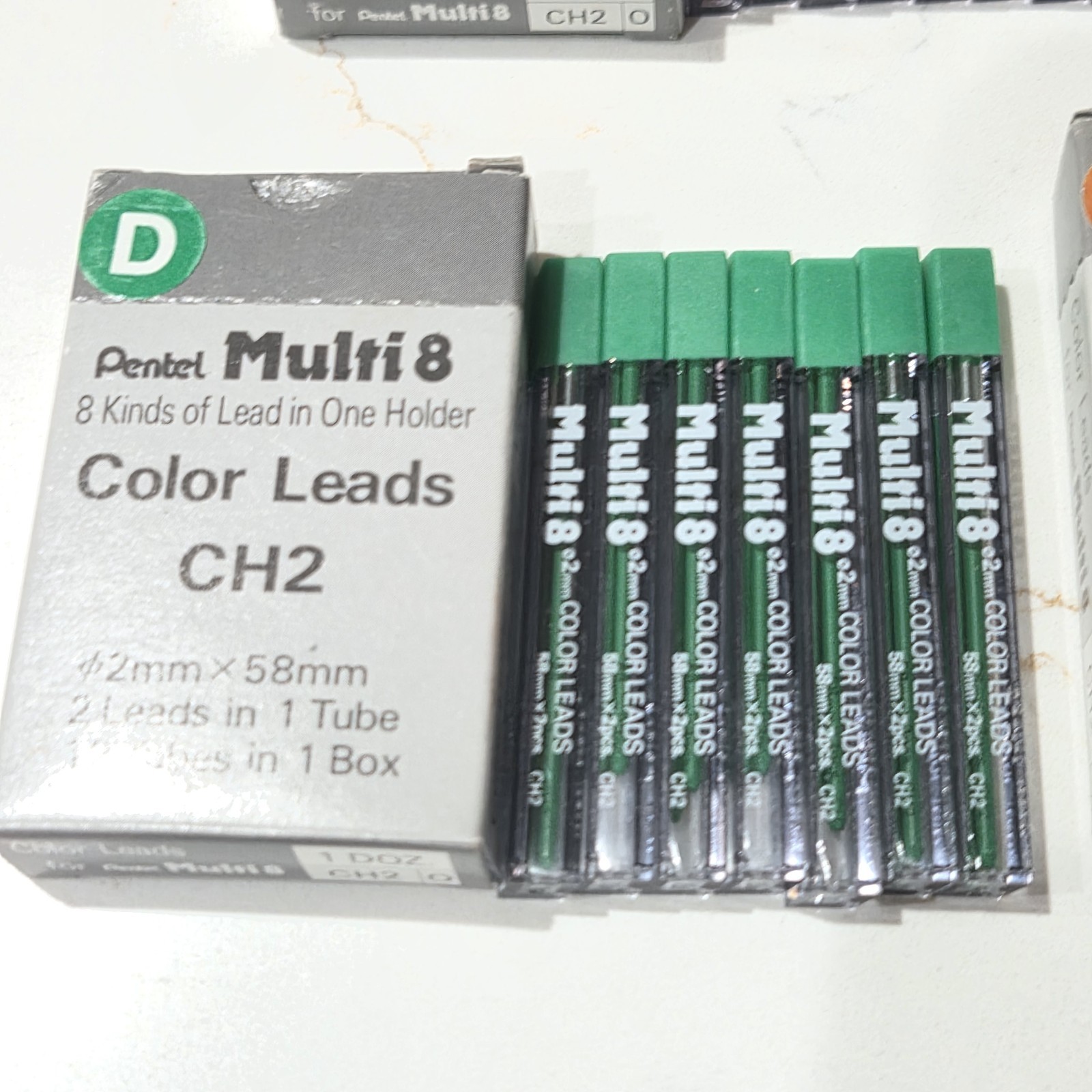Vintage Pentel Multi8 2mm Color Leads 2x58mm CH2 Mega lot. 67 tubes. New