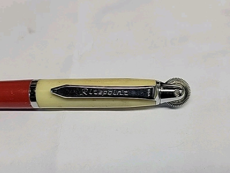 Vintage 1950’s Rite Point Roll Top Pencil/Pen Combination Rare RED & WHITE Color