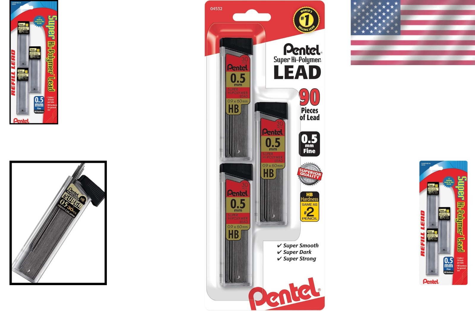 Long Lasting Mechanical Pencil Leads 0.5 mm HB Ambidextrous Grip Pack of 3