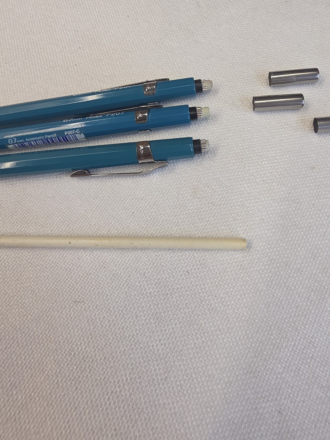 Pentel P207 Blue & Chrome 0.7mm Mechanical Pencil, with pocket clip, 3 Pcs