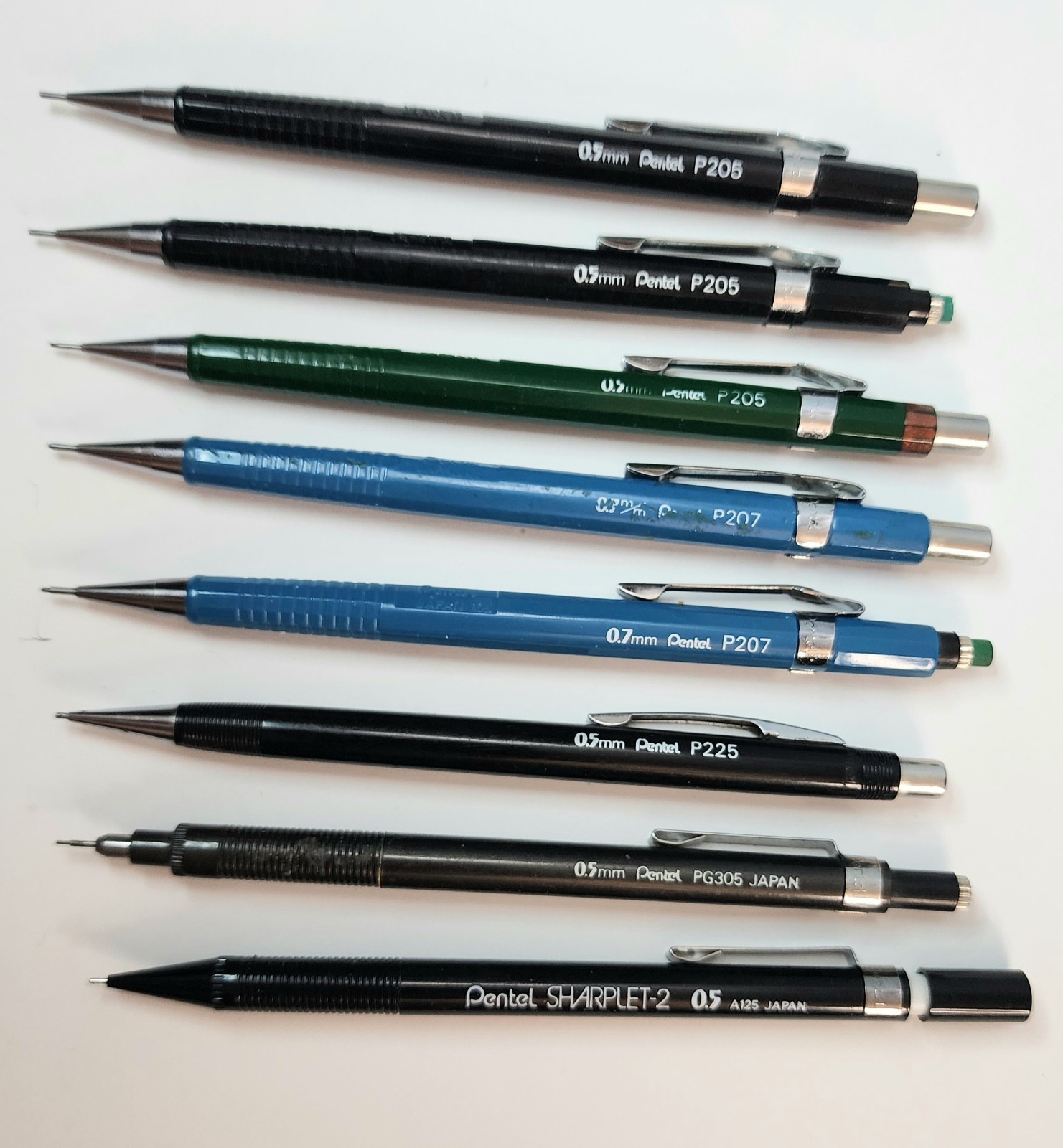Vtg Pentel Mechanical Pencil Lot P205 P207 0.5 0.7 PG305 P225 A125 Japan
