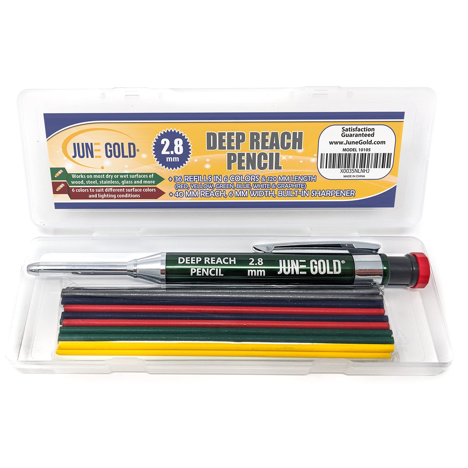 2.8 mm Deep Reach Metal Carpenter Pencil 36 Colored Refills 6 Colors 40 mm re…