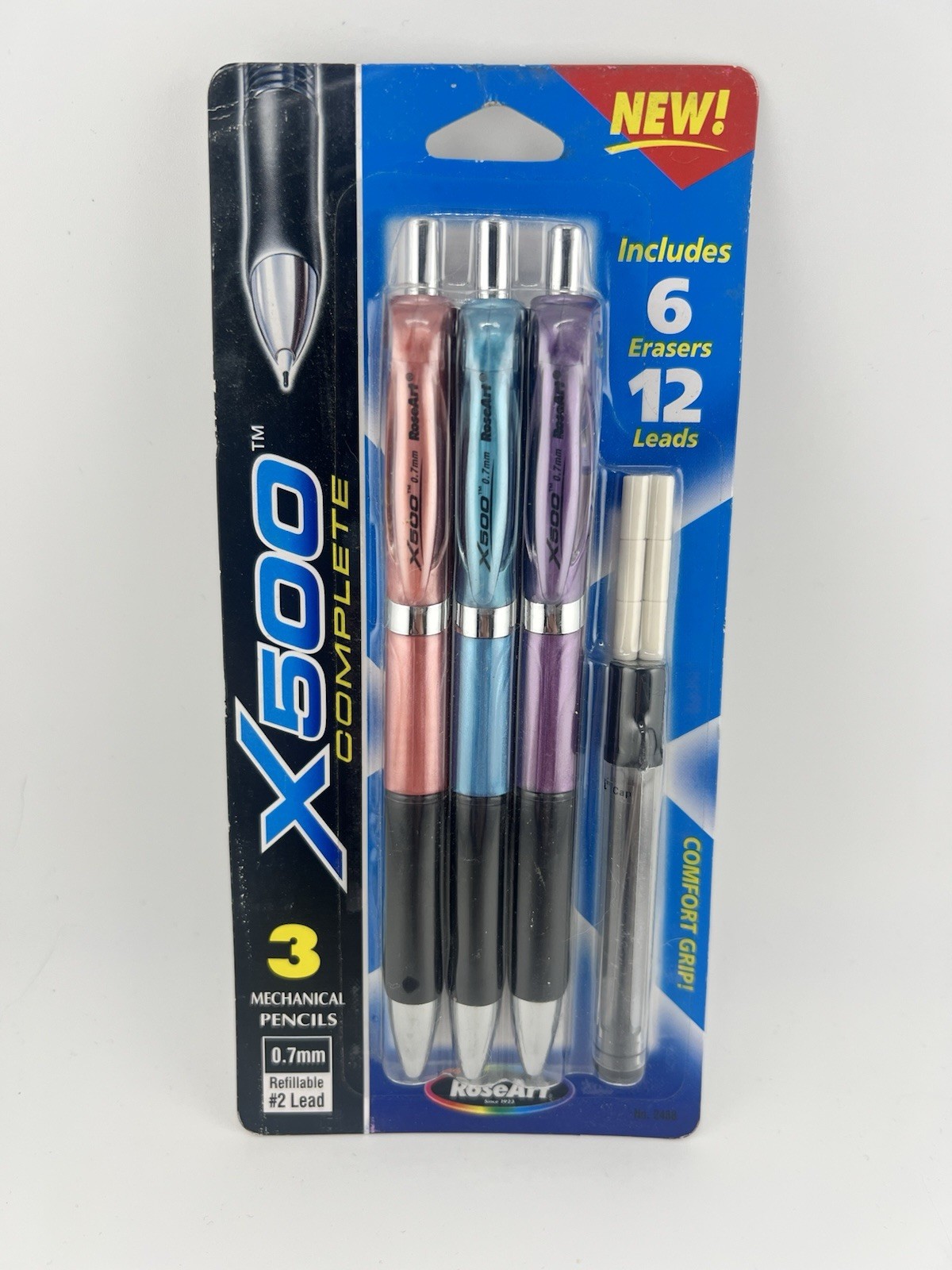 Vintage 2003 RoseArt X500 Complete 3 Mechanical Pencils 6 Erasers 12 Leads