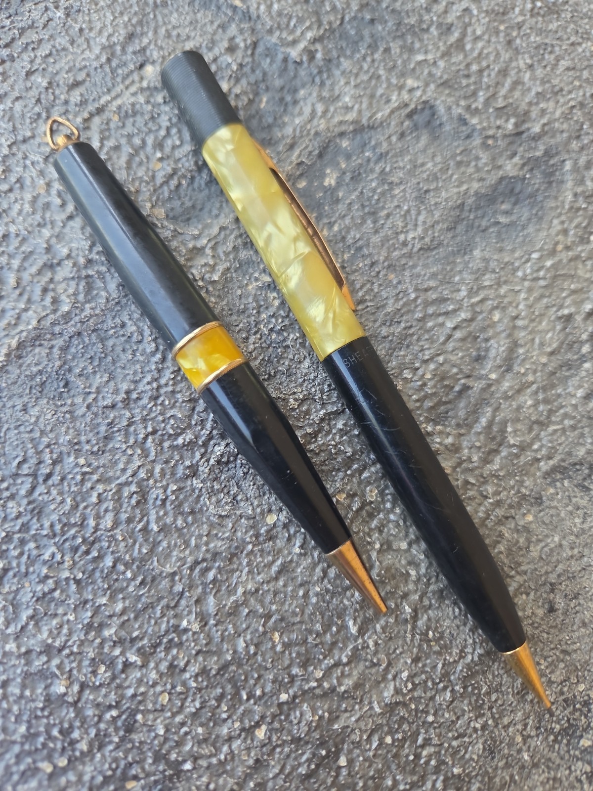 Vintage Sheaffer Pearl & Gold & Black Mechanical Pencil – 1960’s USA See Descrip