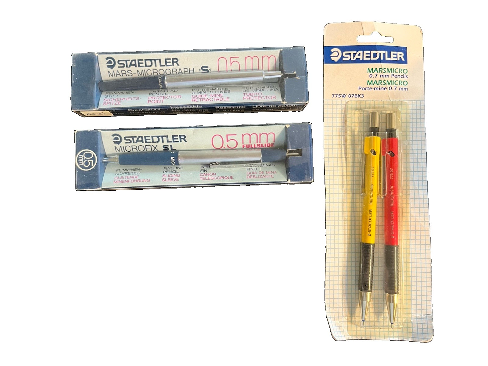 4 Staedtler 0.5 & 0.7 Mechanical Micro Pencils (1) 77210 (1) 772 15N (2) 775 07