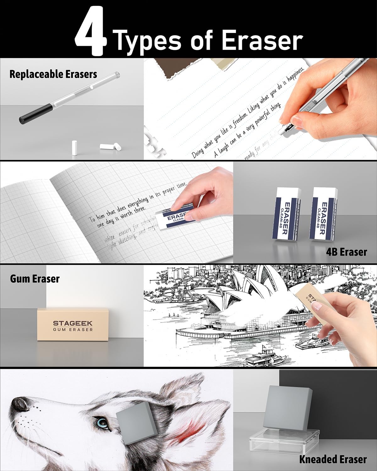 Metal Mechanical Pencil Set 0.3 0.5 0.7 0.9 2mm Holder Lead Refills 21 PCS