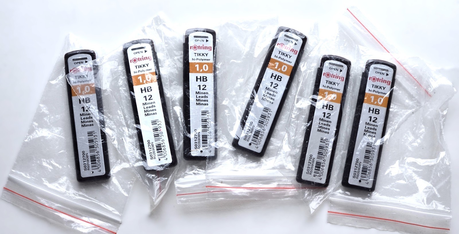 rOtring Replacement Leads for Tikky Mechanical Pencils, 1.0 mm, 6 packs