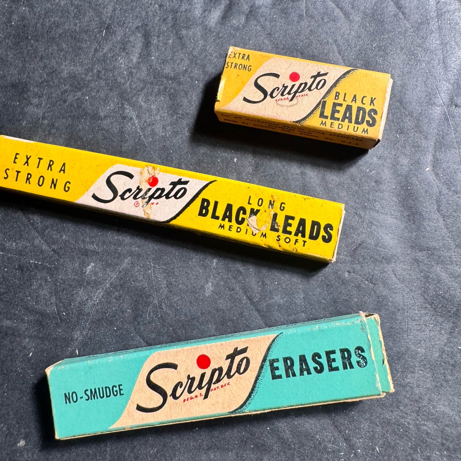 Vintage Scripto Pencil Leads & Erasers Art Deco Drafting 1940s 3pc Mix Lot