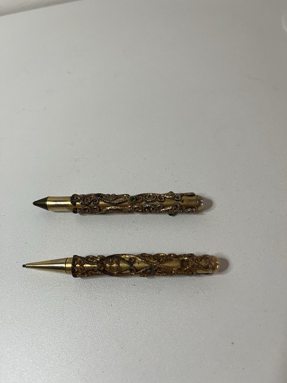 Vintage Brass Mechanical Pencils Set Twist Click 0.9mm Retractable Tip Lot of 2