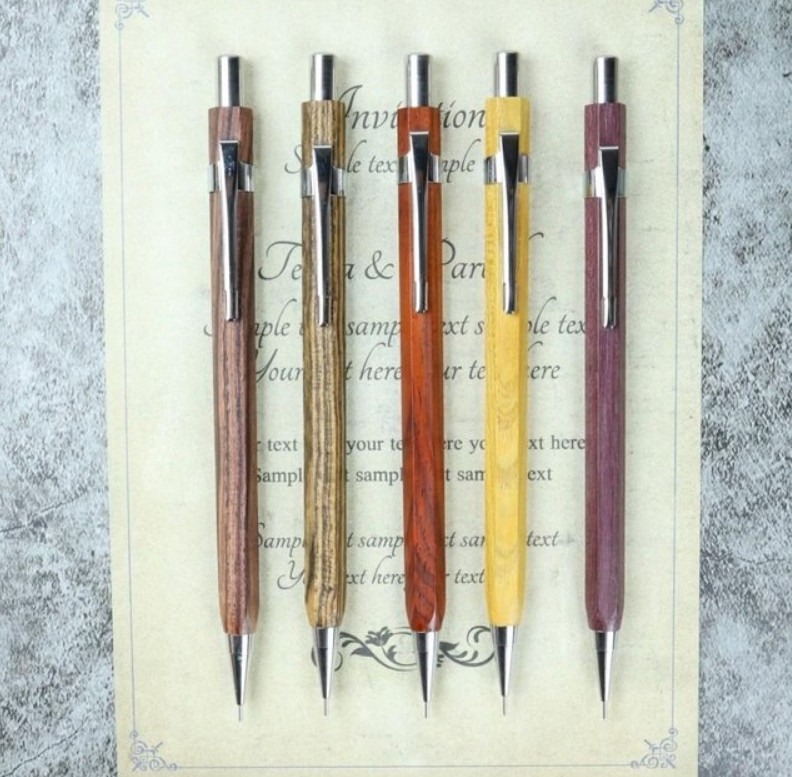 Handmade Mechanical Pencil Mpingo Wood Twoonewood Hexagonal 0.5mm Handcraft