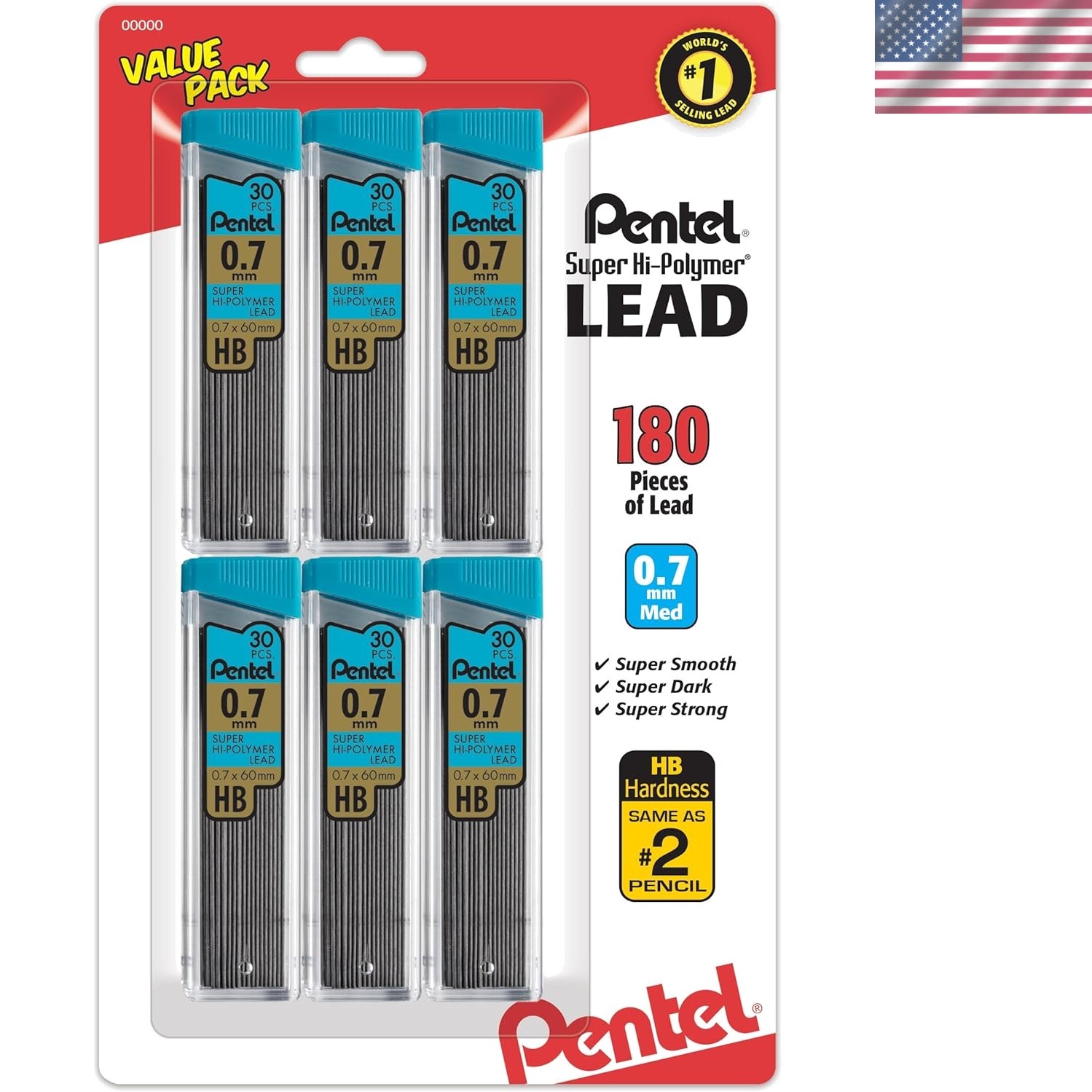 180 Count Super Hi-Polymer 0.7mm Refill Leads in HB – Perfect for Drawing