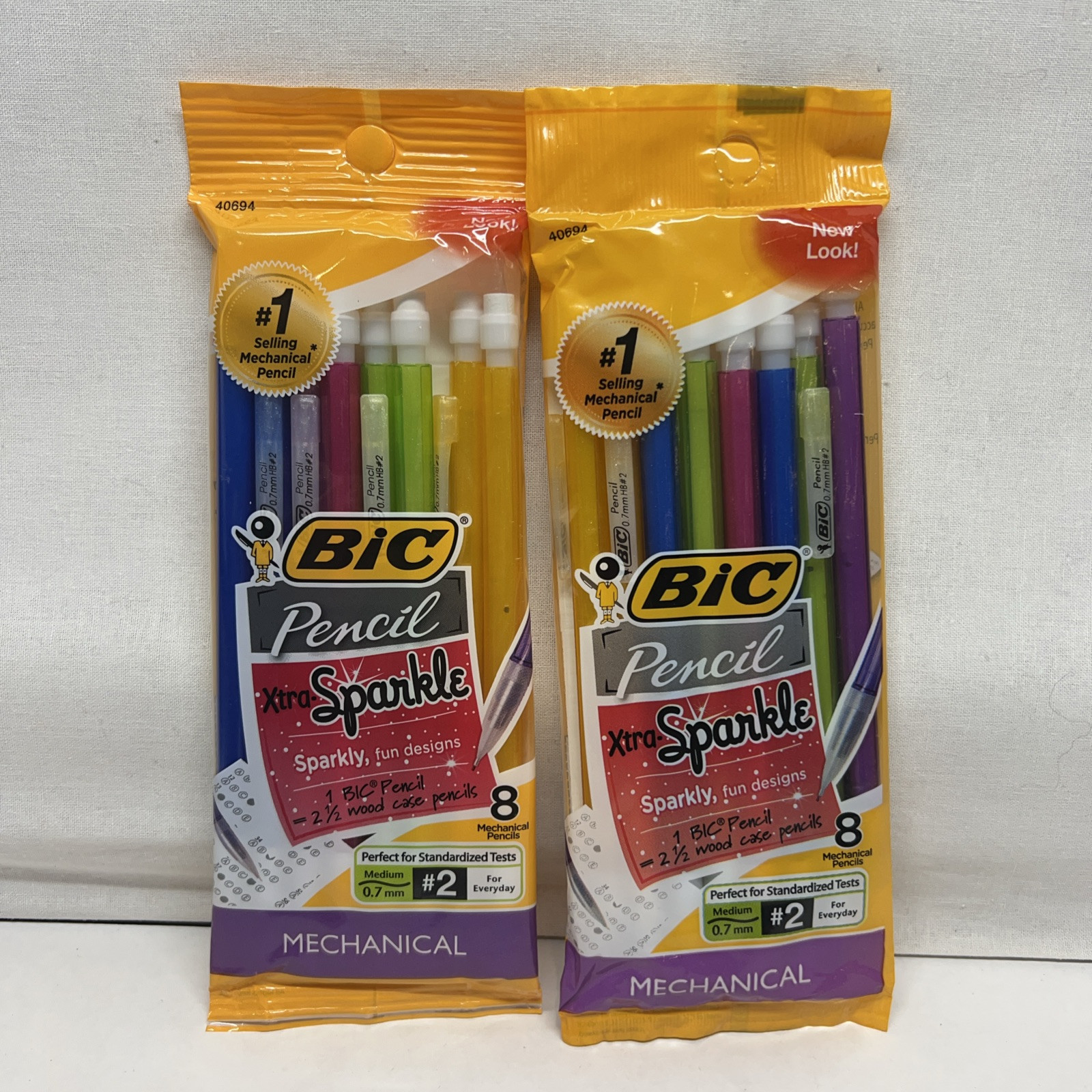 (2) BIC Mechanical Pencils Xtra Sparkle , Medium Point (0.7mm), 8 Count New