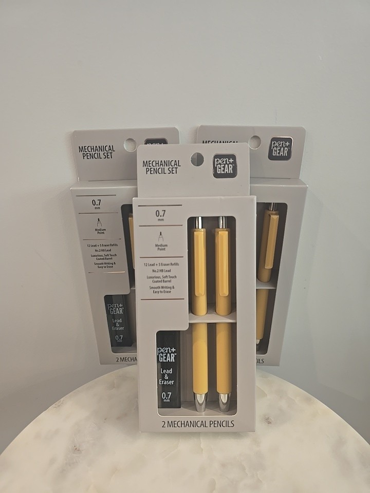 Pack Of 3 Set Of 2 Mechanical Pencils 0.7m With Extra Led Medium Point New