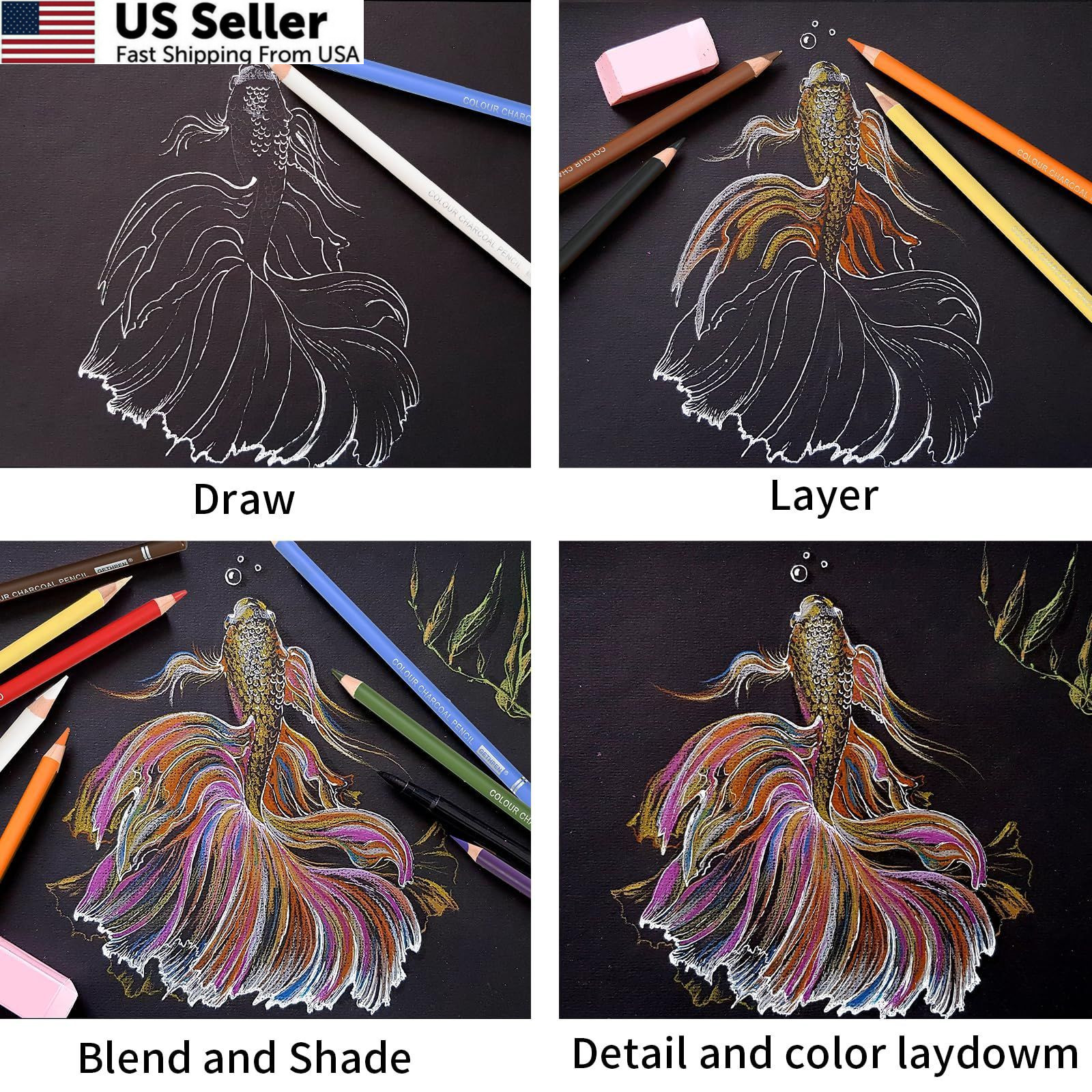 GETHPEN Pastel Chalk Colored Pencils,Set of 1 Count (Pack 24), Multicolor