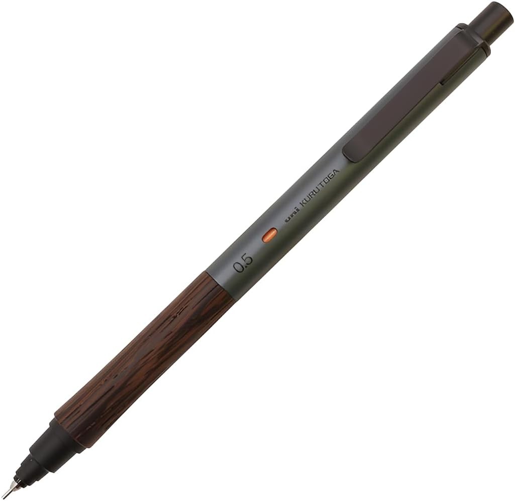 Mitsubishi Pencil Kuru Toga Wood 0.5mm Mechanical Pencil Steel Gray M5KW1P.23