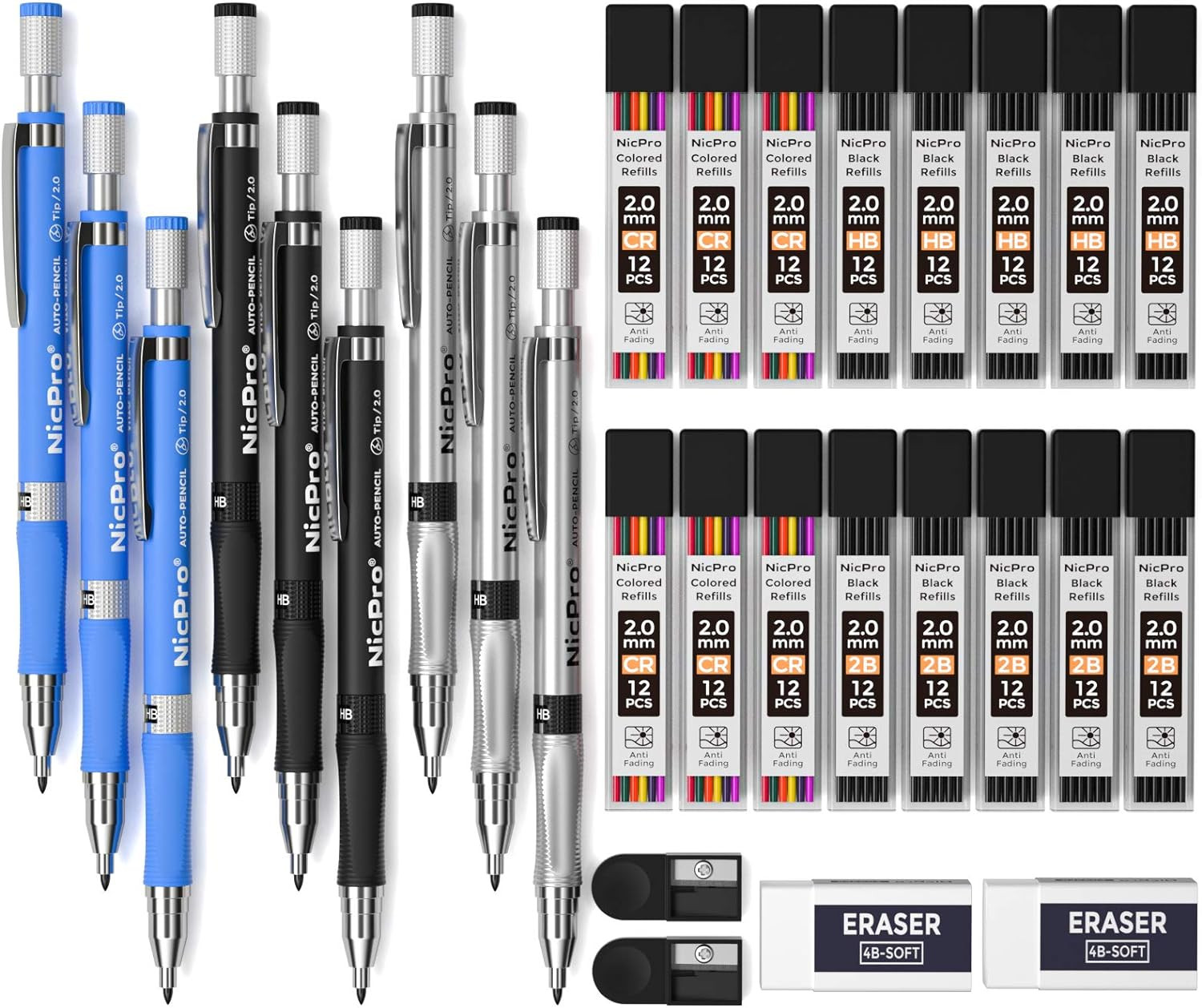 29 Piece 2mm Mechanical Pencil Set with Lead Refills and Sharpeners