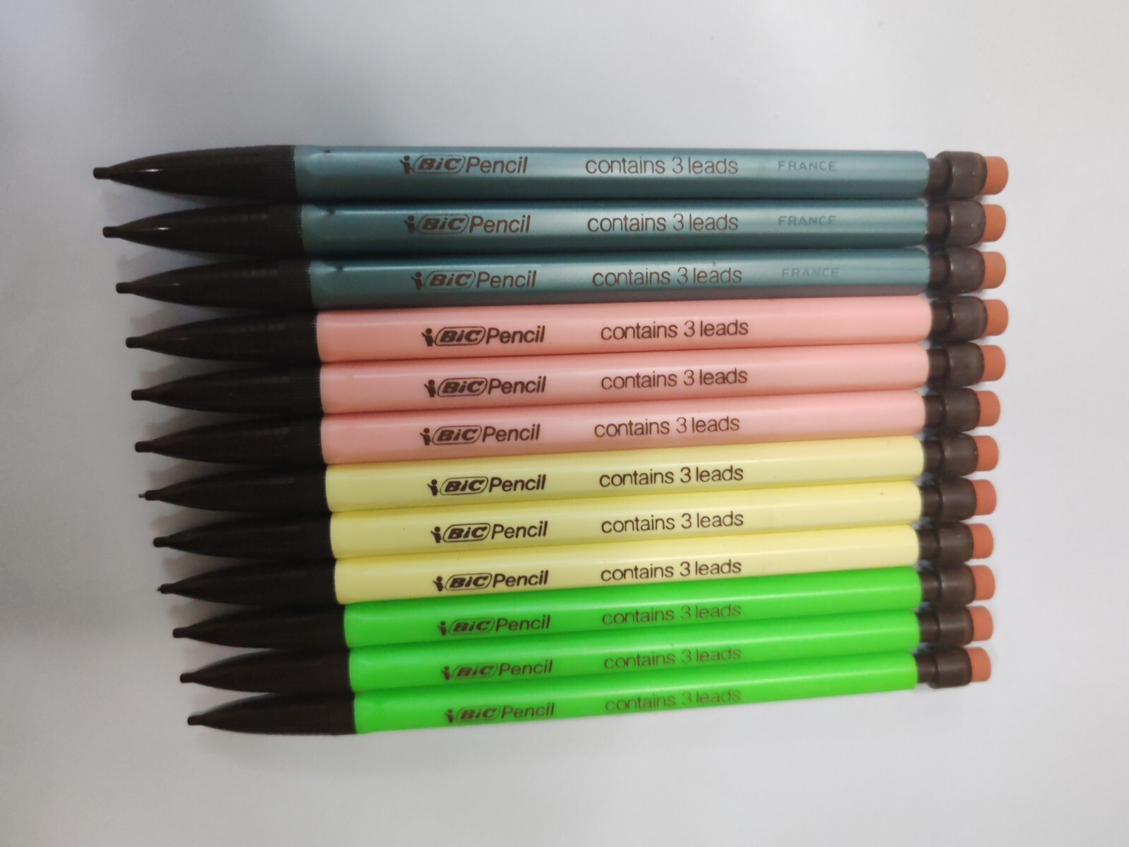 Bic New Vintage Very Rare Color Mechanical Pencil 12 Pcs / France , 80S