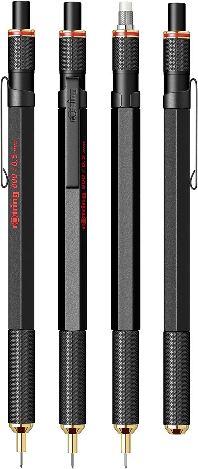 Ergonomic Rotring 800 Retractable Pencil – 0.5mm Lead for Architects & Engineers