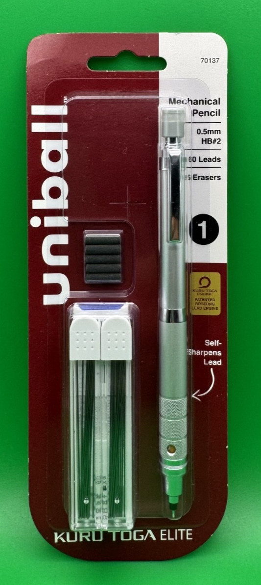 uniball Kuru Toga Elite Mechanical Pencil Starter Kit, 0.5mm, HB #2, Silver B…