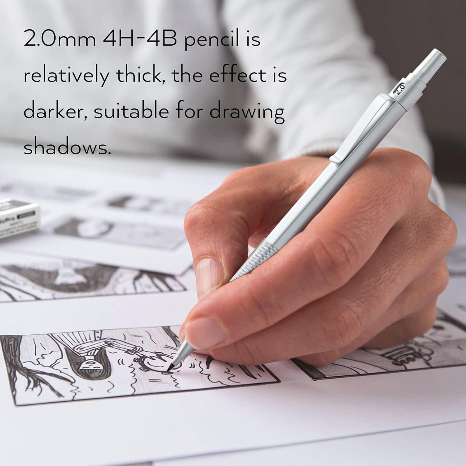 Durable Metal Mechanical Pencil Set for Artists with 10 Refill Leads & Case