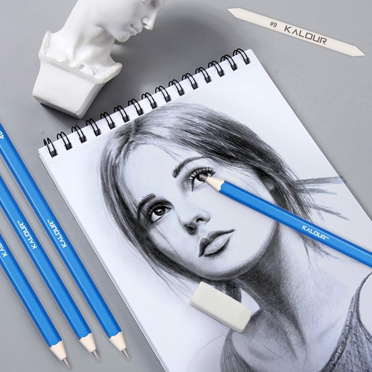 KALOUR 34 Sketching Pencil Set with Sketchbook – 1 Count (Pack of 34), Grey