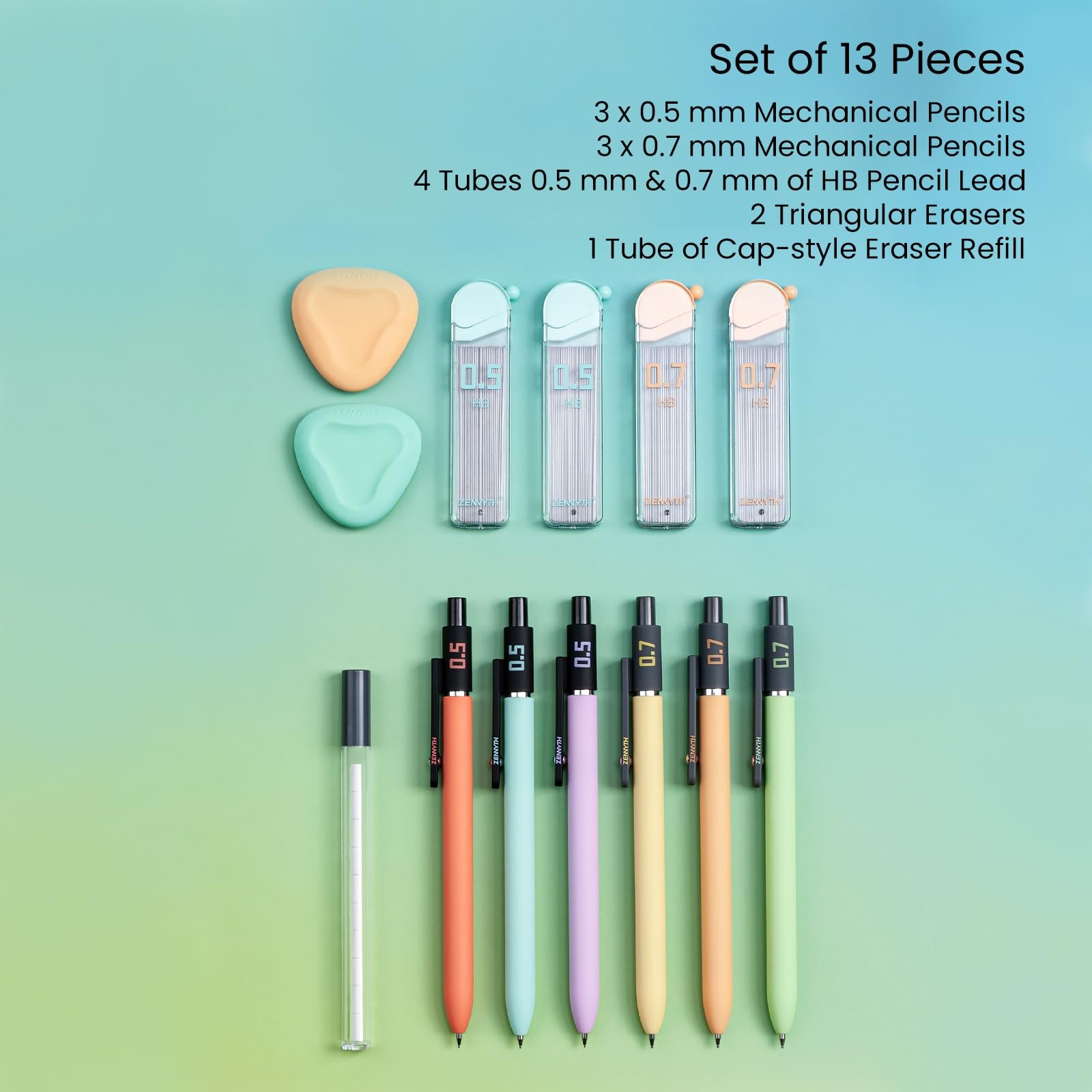 6 PCS Art Mechanical Pencils 0.5 0.7mm 4 Boxes HB Leads Erasers Refills Set