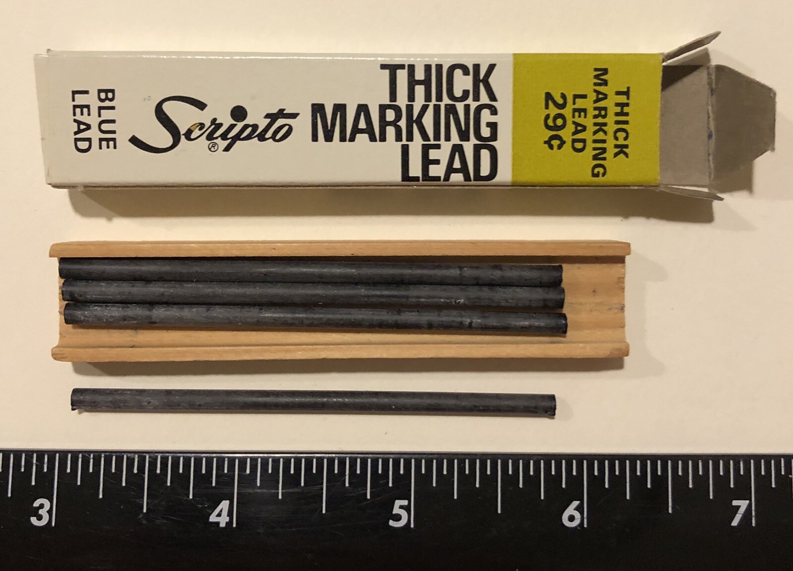 Vintage SCRIPTO Thick 3mm Blue NOS Marking Pencil Lead 4 Pack USA