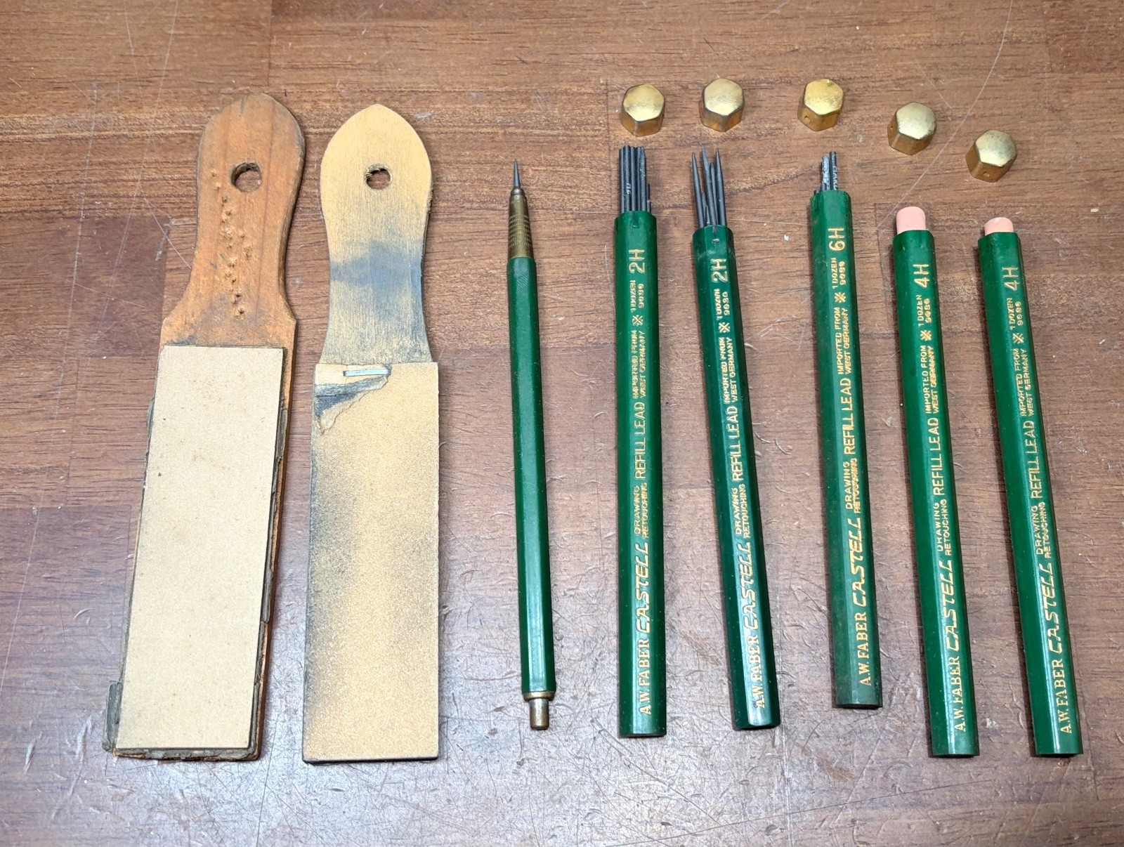Vtg A W Faber Castell Drafting Mechanical Pencil w/ Lead erasers pointing paper