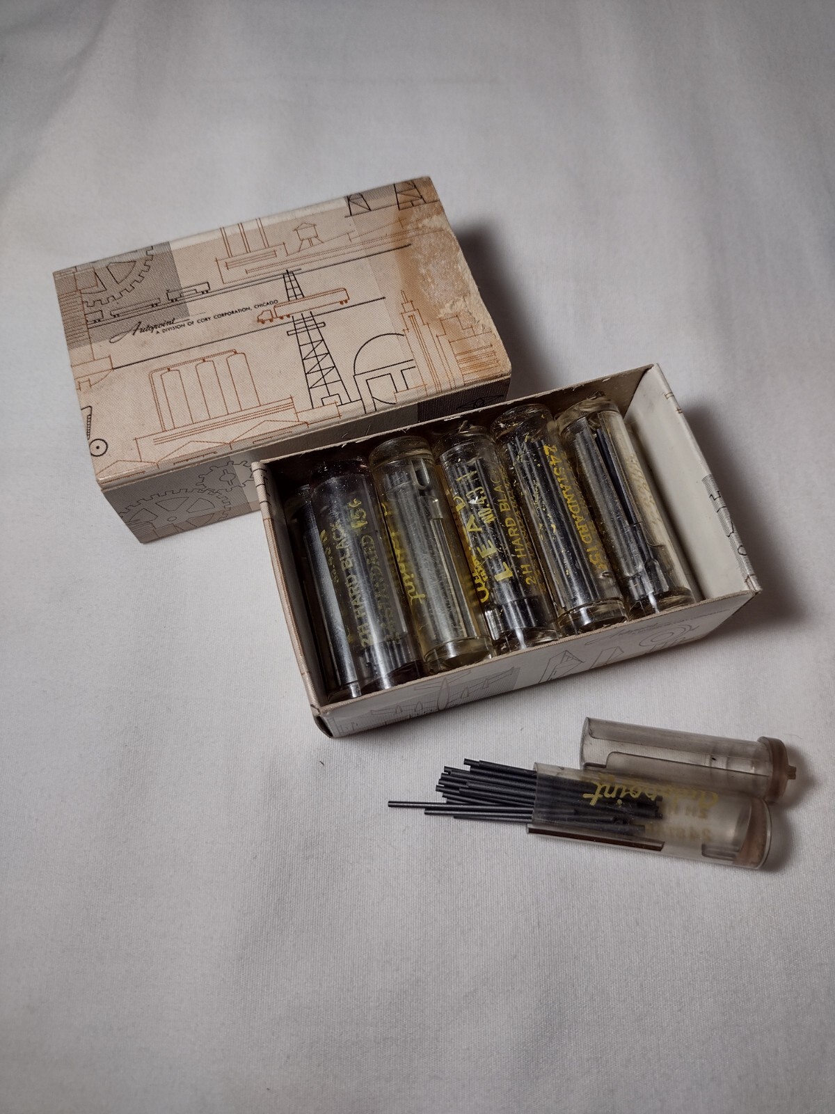 Vintage Autopoint Pencil Leads Black No 43N 11 Tubes H 2H 3H New In Box