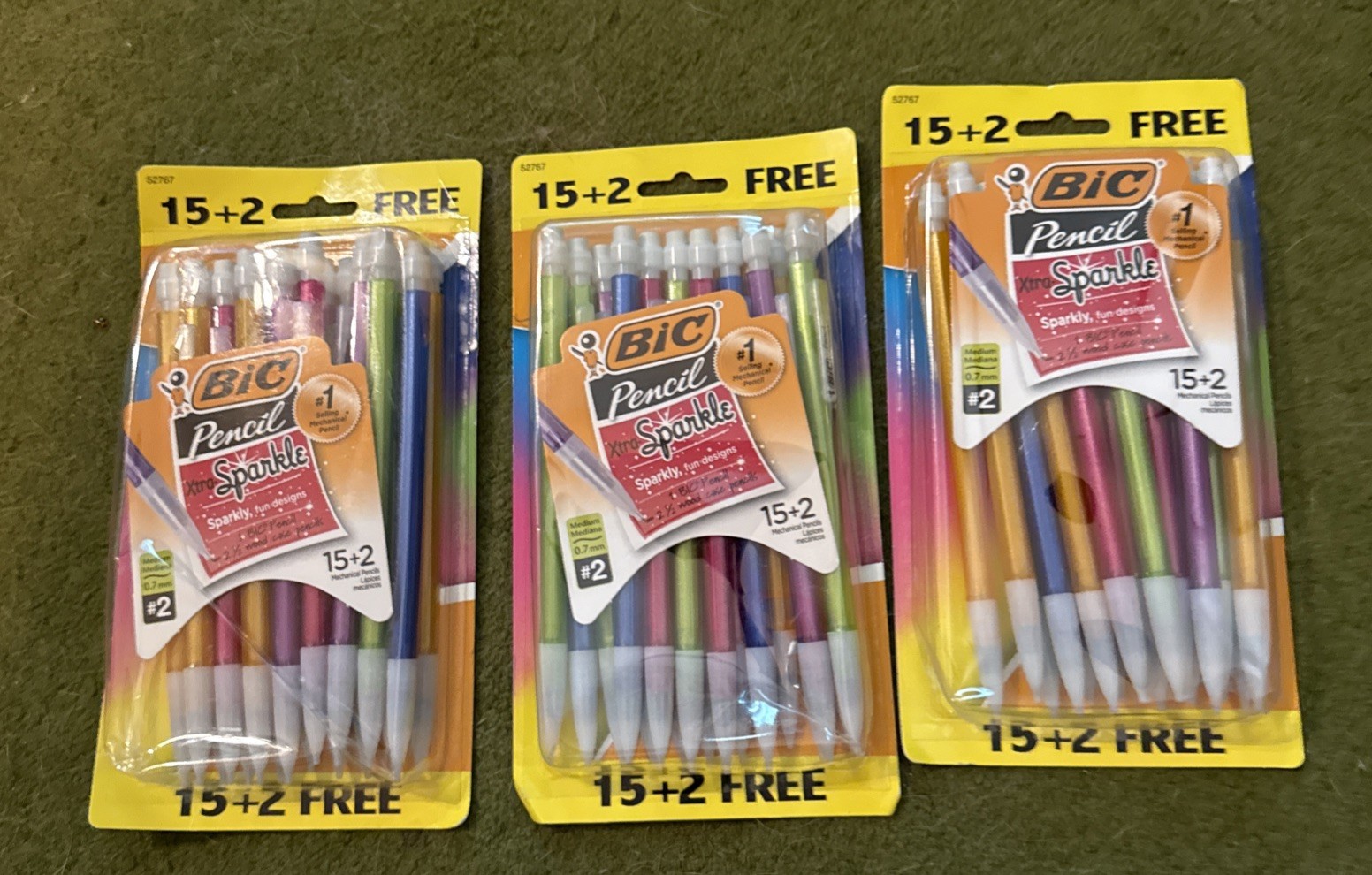 BIC Xtra-Sparkle Mechanical Pencil, Medium Point (0.7mm) Lot of 3 NEW