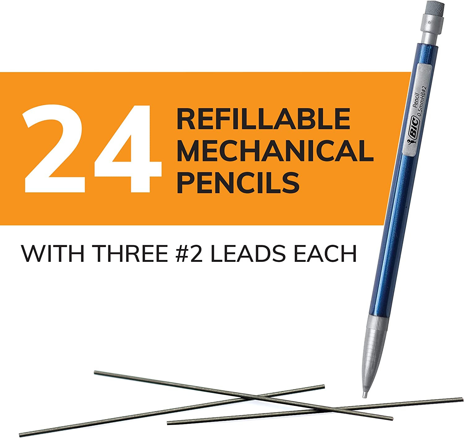 BIC 24-Count Pack Xtra-Precision Mechanical Pencils with Erasers 0.5mm Pencil