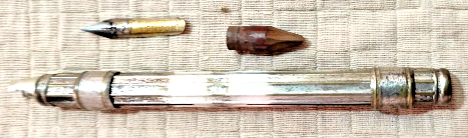 OLD DIP PEN & PENCIL COMBINATION , 11.4 CM LONG CLOSED