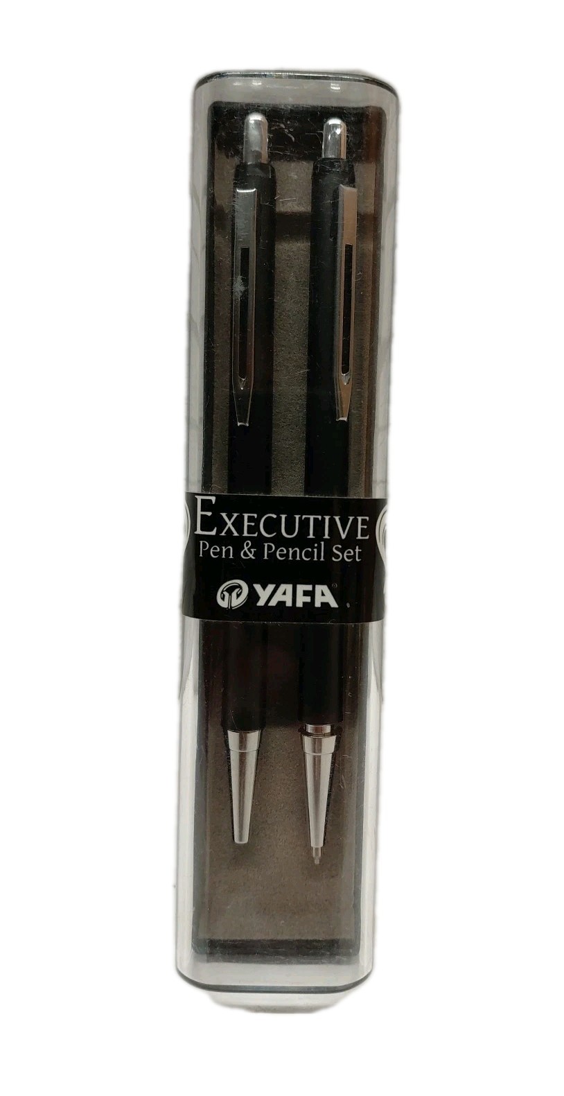 Yafa Executive Black and Chrome Slim Ballpoint Pen & Mechanical Pencil Set