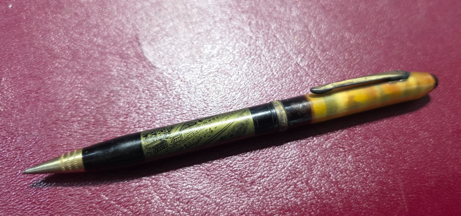 Hibbing Minnesota Iron Ore Mine 0.9mm Mechanical Pencil w/Iron Ore In Cap -1950s