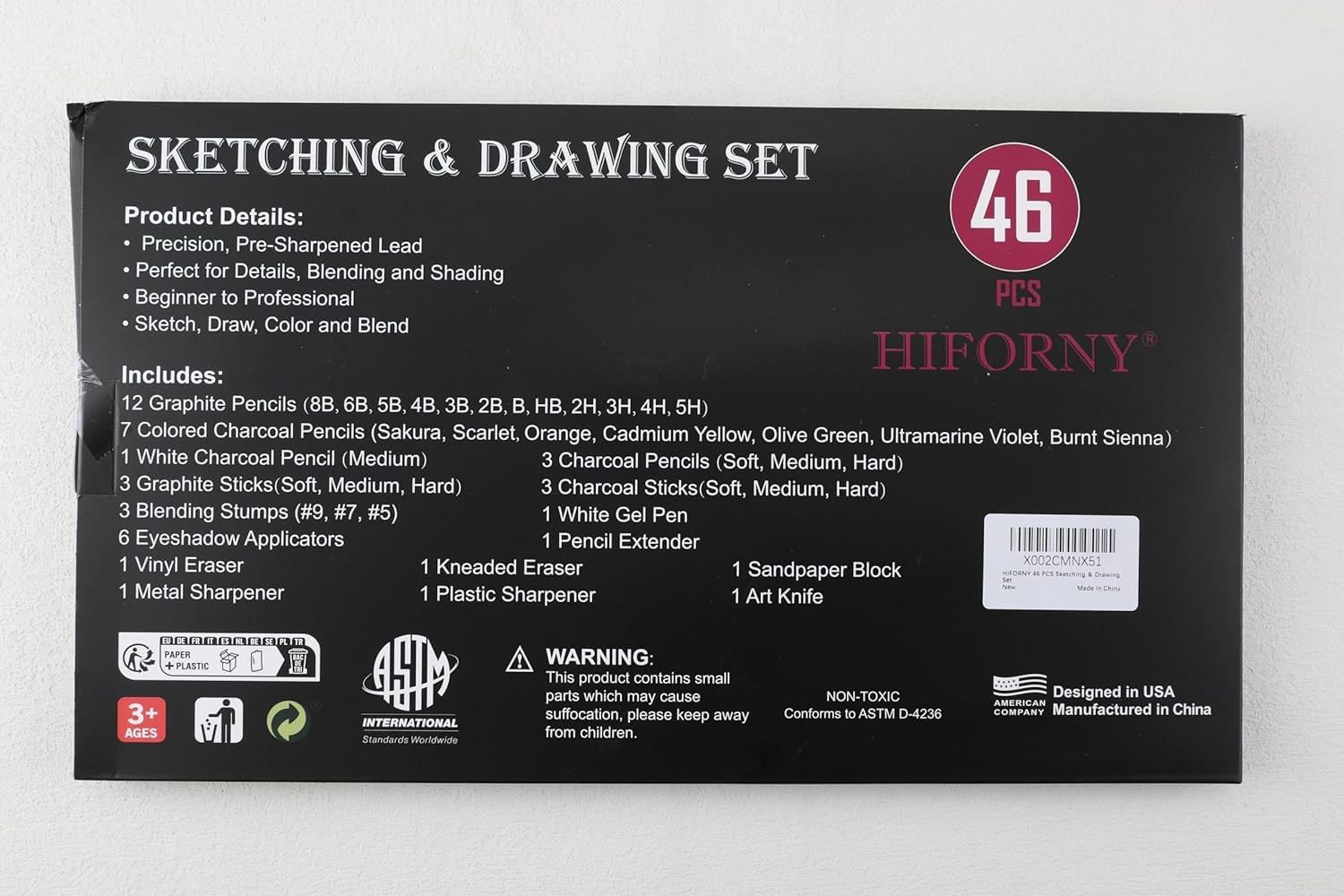HIFORNY 46 PCS Sketching Drawing Pencil Set,Sketch Pencils Art Supplies with…
