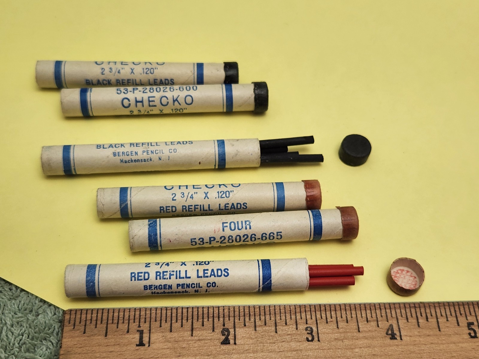 Bergen Pencil Co. Checko Refill Pencil Leads 2 3/4″ x .120″ Red & Black 6 Tubes
