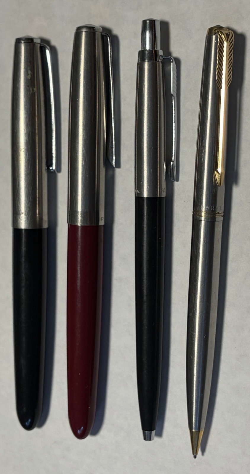 VINTAGE PARKER 4 PC LOT 2 X 21 FOUNTAIN PEN JOTTER MECHANICAL PENCIL