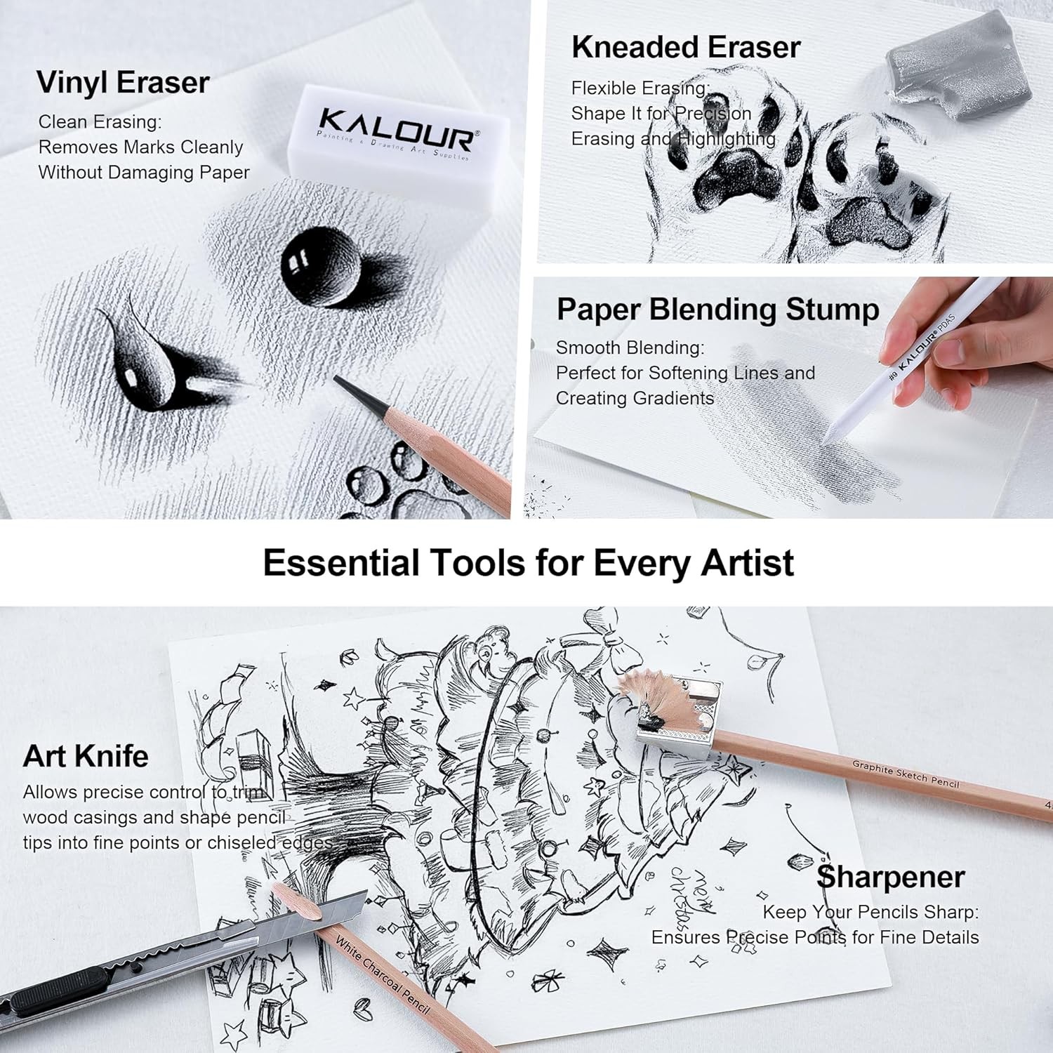 KALOUR 28 Pro Sketching Drawing Pencils Set – 14 1 Count (Pack of 28)