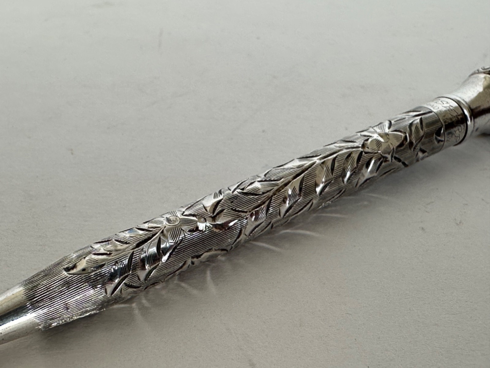 Antique Sterling Silver Whal Ever Sharp Engraved Mecanical Pencil Pendant