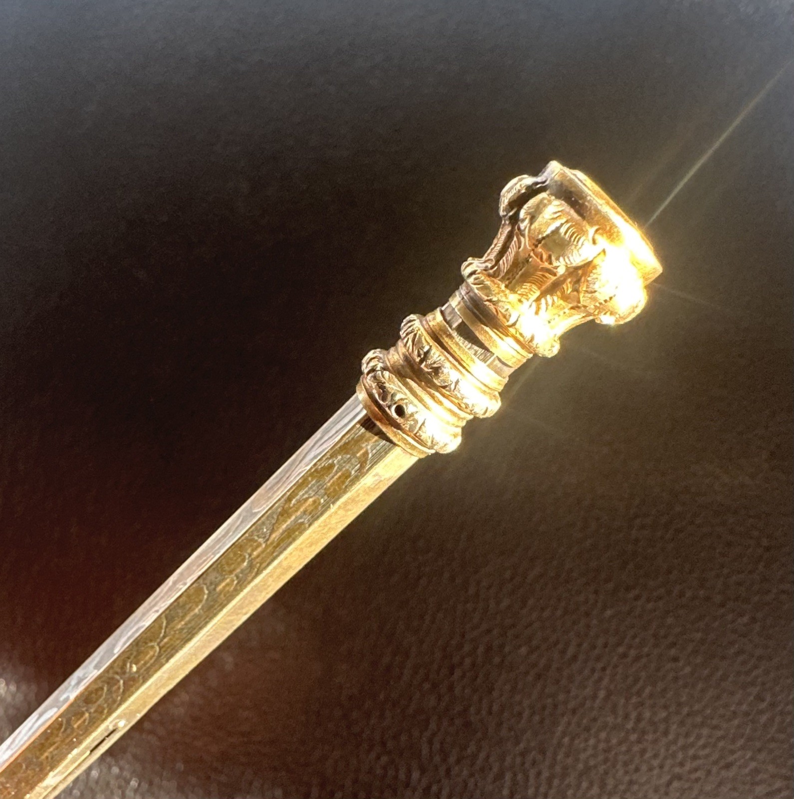Antique Victorian-Era Retractable Mechanical Pencil with Citrine ? End Stone