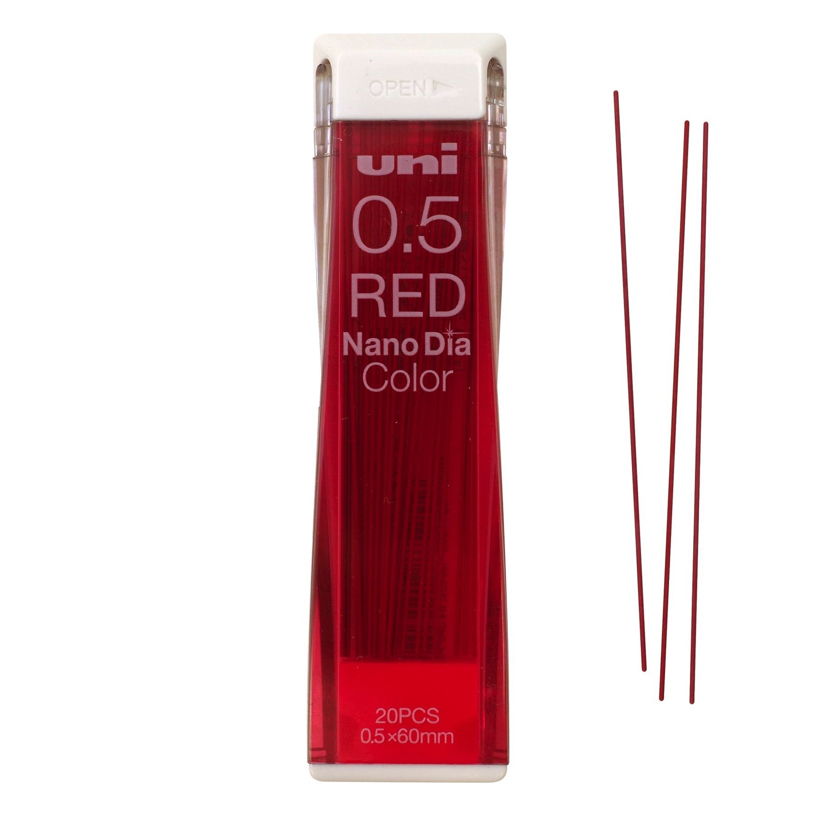 Uni NanoDia Color Mechanical Pencil Lead Refill 0.5mm Red 20 Leads Set