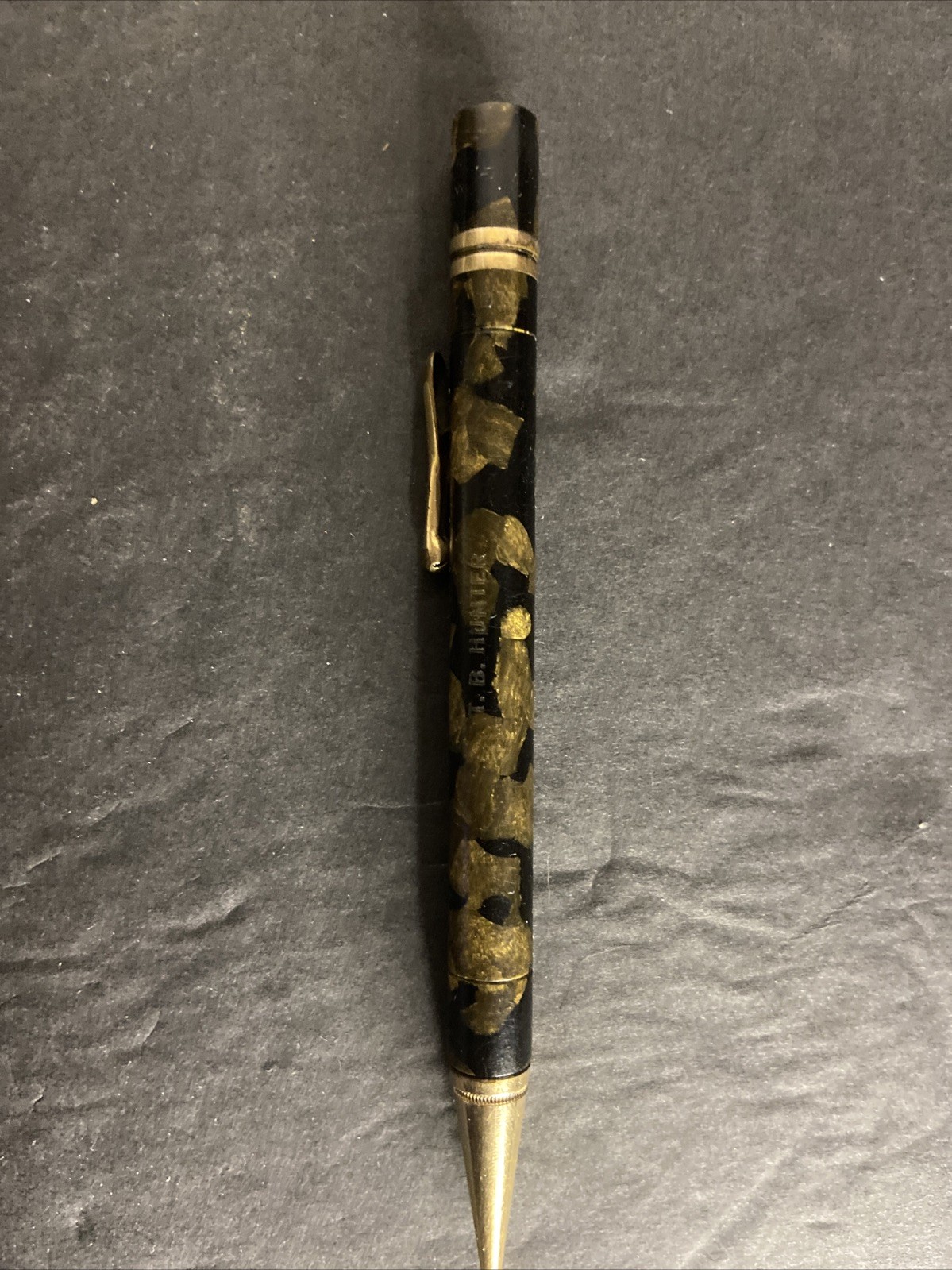 Conklin Endura Mechanical Pencil Gold and Black Marble 1930s