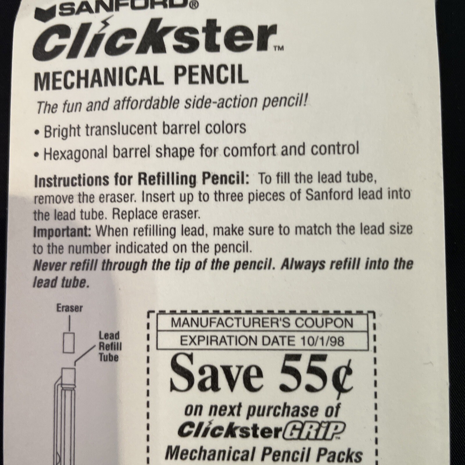 Sanford Clickster Grip Mechanical Pencil 0.5mm 4 PACK NEW #66145 Ultra Fine 1997