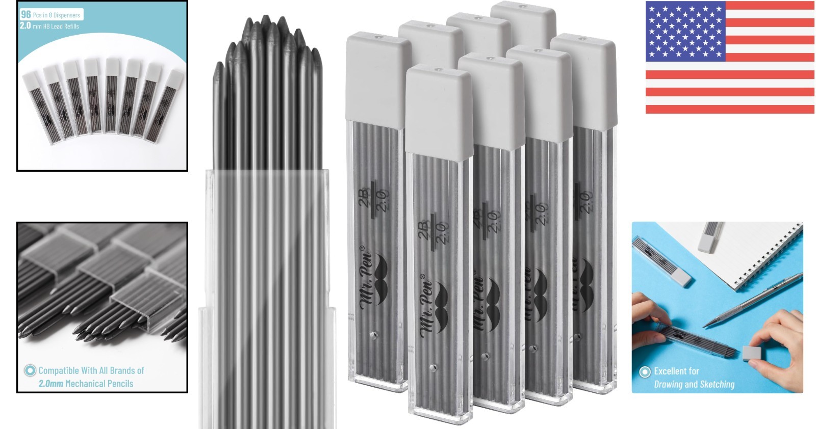 High-Quality 2 mm Lead Refills, 96 Pack – Essential for Woodworking & Drafting