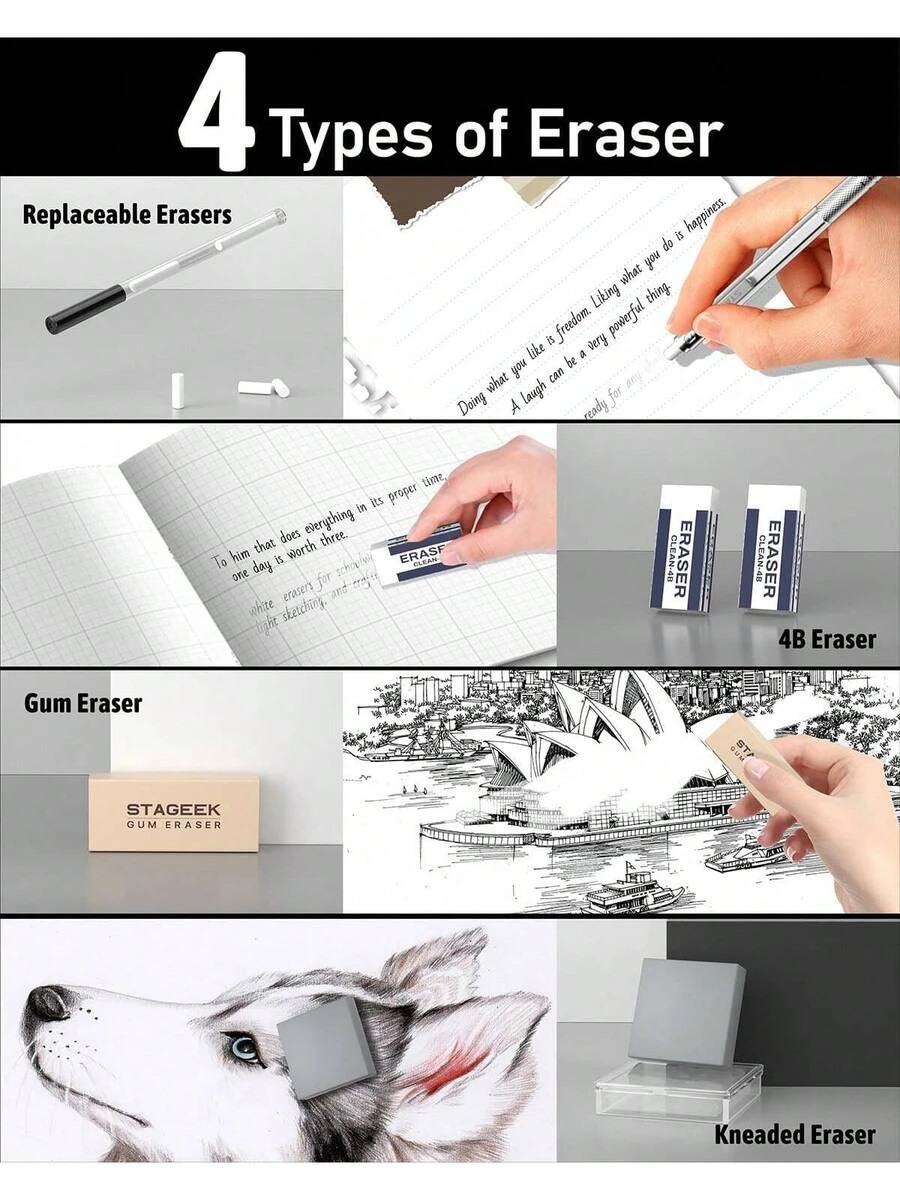 21PCS Metal Mechanical Pencil Art Lead 0.3 0.5 0.7 0.9 2mm Holder HB 2H/ 2B/ 4B