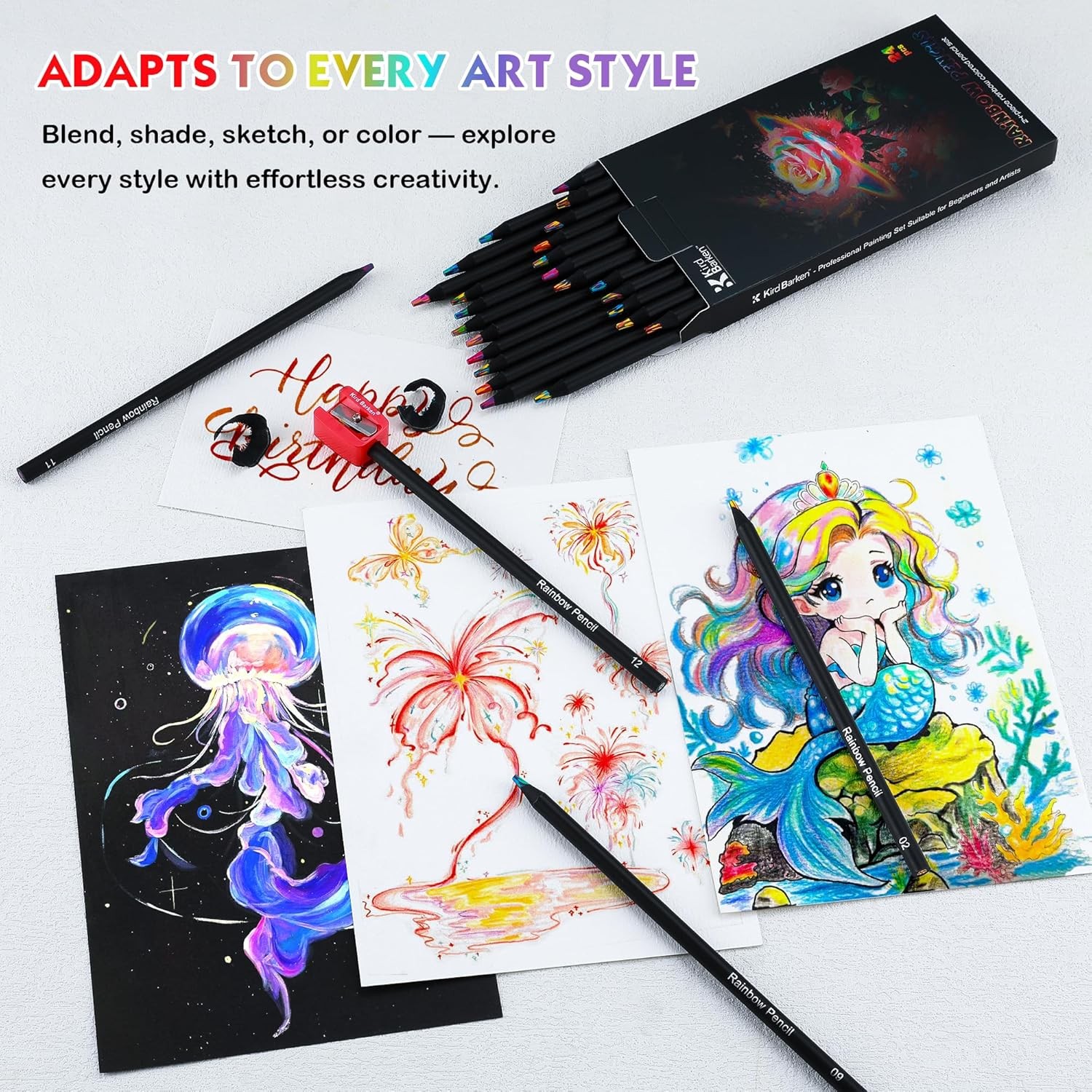24 Pcs Rainbow Colored Pencils Art Supplies Drawing Coloring Set Gifts for Teens