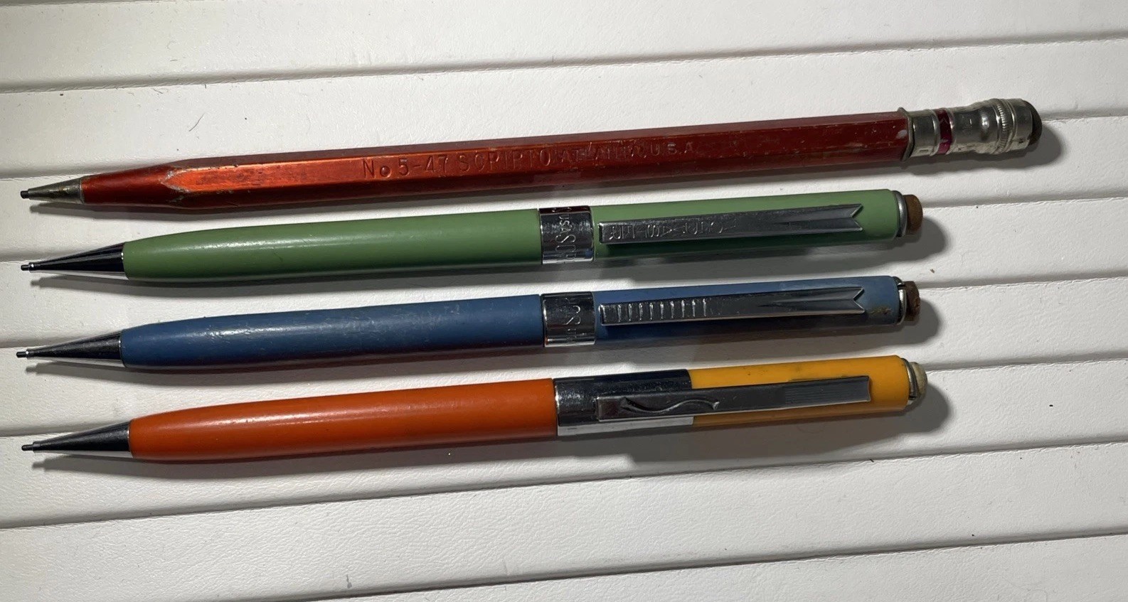 Vintage Scripto Mechanical Pencils Lot of 4 Multicolor 40s 50s 60s 70s
