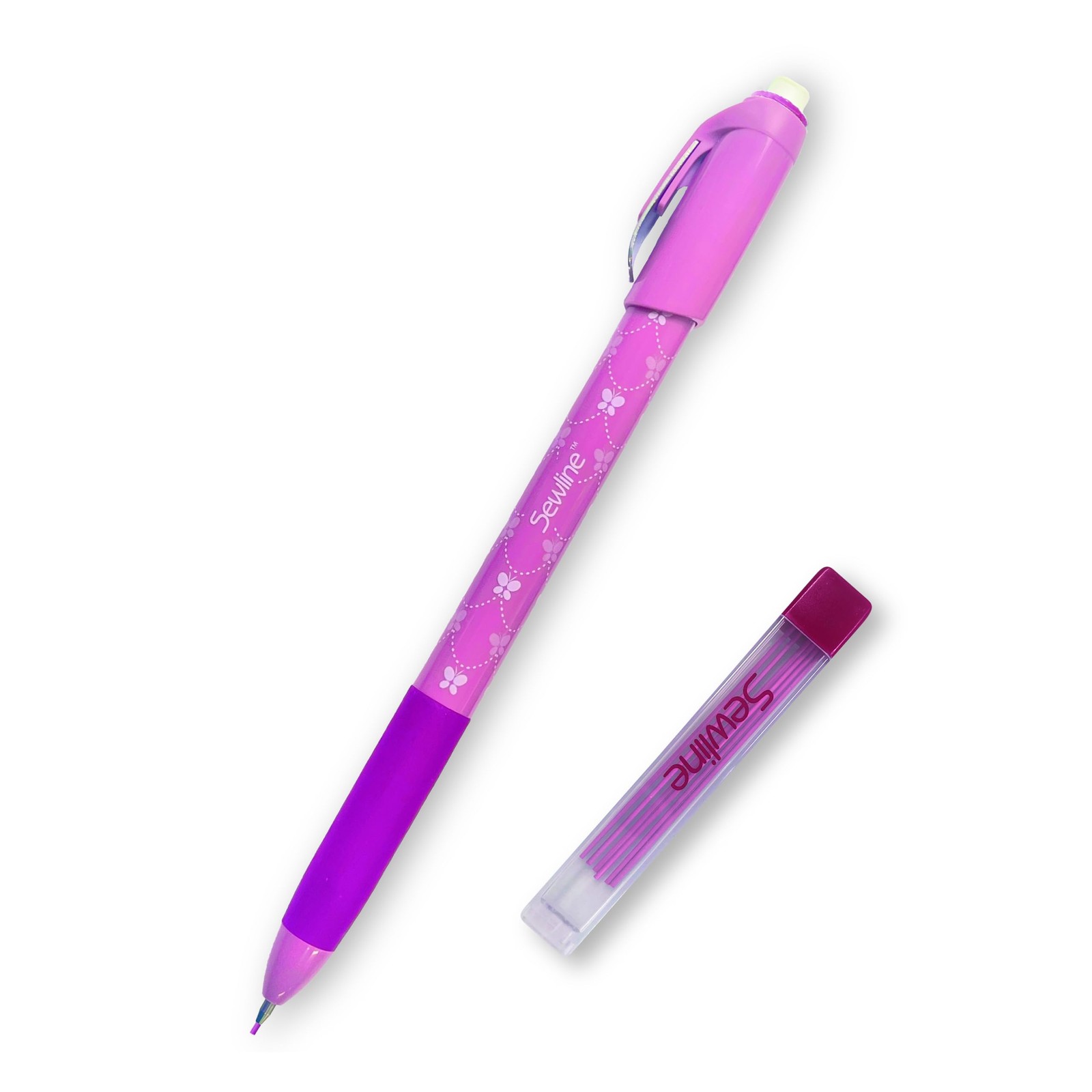 Sewline Mechanical Fabric Pencil Pink with 6 0.9mm Lead Refills for Drafting