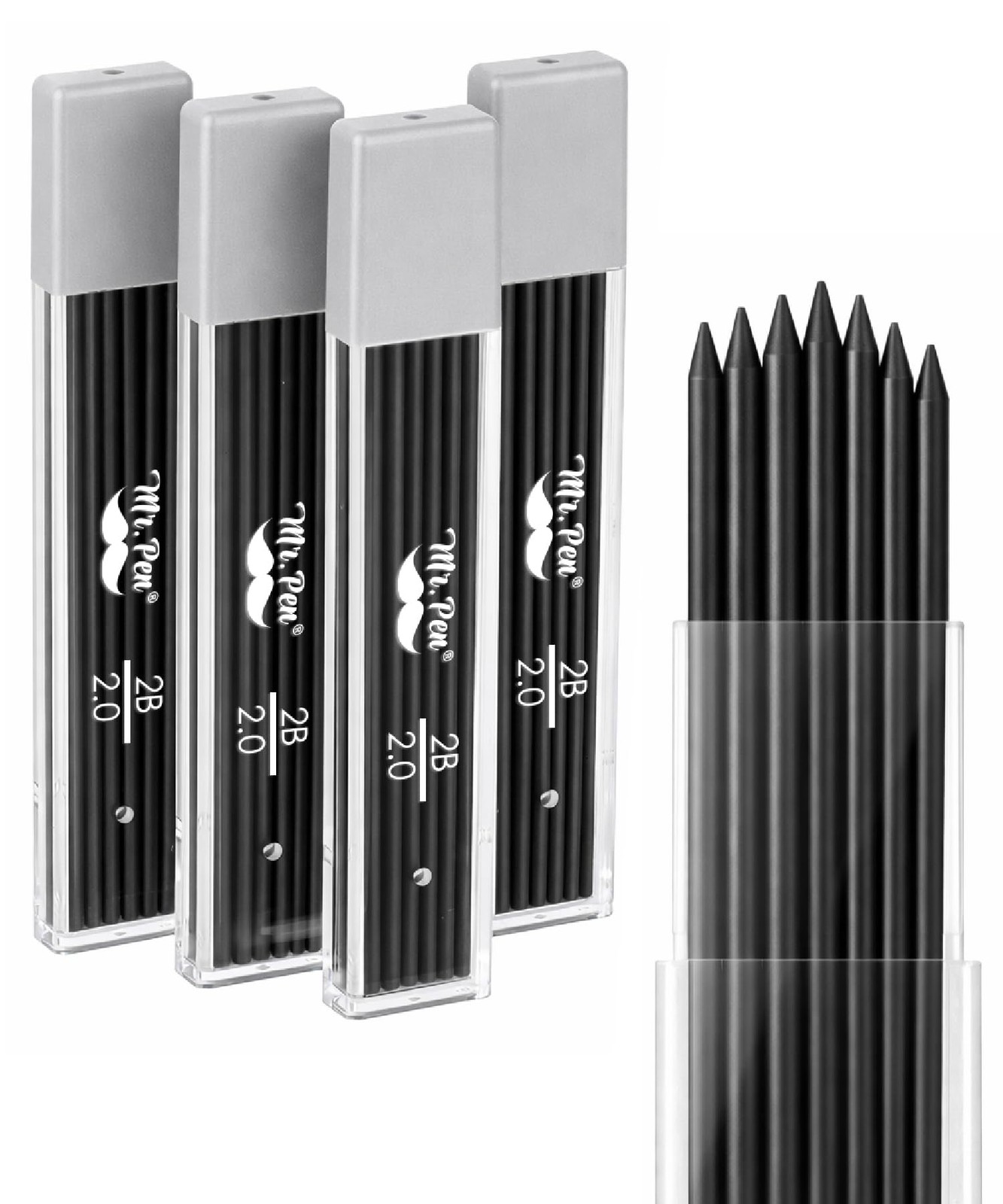 2.0 mm Lead Refills, 48 Pack 12 per Tube, Black, 90 mm Length, Bold 2 mm Mec…