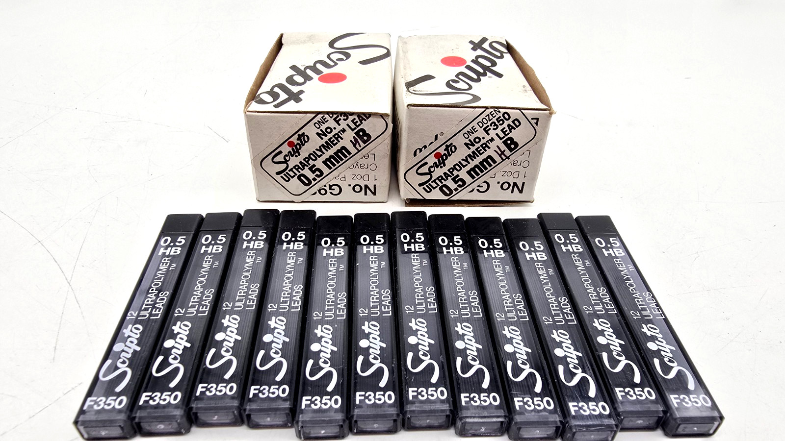 Lot of 2 VTG Scripto Ultrapolymer Pencil Lead Refill .5mm Boxes of 12 #F350 NEW